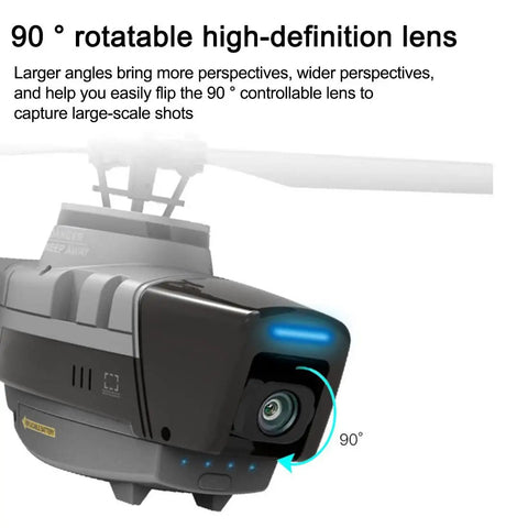 Remote Control Helicopter With 2.4G Four Channel Aerial Recon Drone Crash Resistant Single Rotor Model 90° rotatable camera
