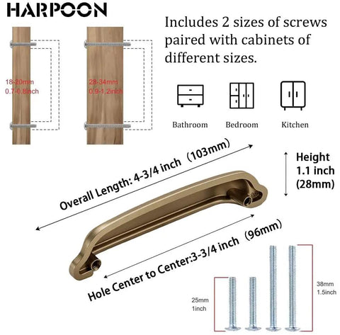 10 Pack 3 3 4 Inch Cup Pulls Oil Rubbed Bronze Cabinet Handles Zinc Alloy Heavy Duty Kitchen Island Drawer Hardware dimensions and screw sizes
