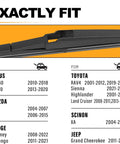 Heavy Twelve Inch Rear Windshield Wiper Blade Replacement For Toyota Rav4 Highlander Sienna Dodge Durango Jeep Grand Cherokee Lexus Nxs clip-on fitting guide.
