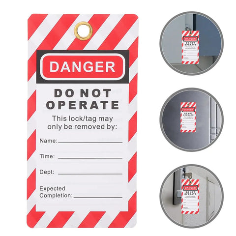Industrial Safety Lockout Tags Kit 6 Pcs Hanging Do Not Operate Labels for Equipment Repair and Maintenance, Factory Use, Warning