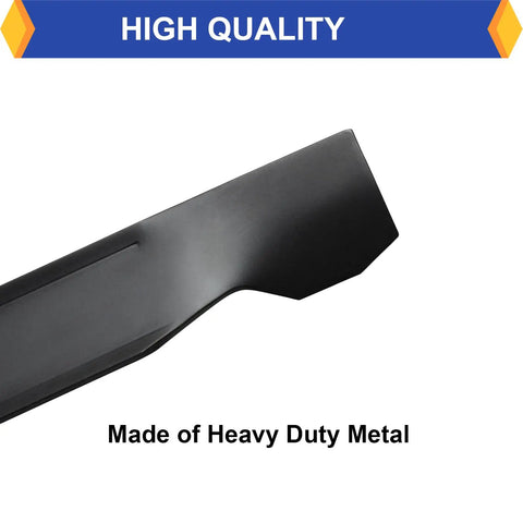 Close-up of 2 Pack High Lift Mower Blades For 42 Inch Decks Fits Craftsman Husqvarna Poulan made of heavy duty metal.