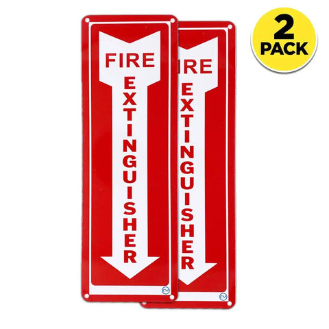 Osha Compliant Fire Extinguisher Required Sign Two Pack Indoor Outdoor Construction Site Ready Weather Resistant Safety Label Heavy Duty Durable Plastic Bright Red And White Legend No Sweat Pre Drilled Mount 12 By 4 Inches