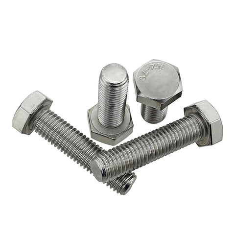 Heavy Duty Stainless M6 Hex Bolts Pack Of 10 With Left Hand Thread 304 A2, showing four bolts with visible threads and hex heads.