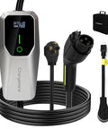 No Sweat Portable Level 1 And Level 2 EV Charger Delivers 32 Amp Boost Via J1772 Connector with LCD display and 25-foot cord.