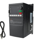 Front view of VFD Variable Frequency Drive 220V To 3 Phase Output No Brainer DIY Style Setup, 2.2kW 3HP with control panel and cable.