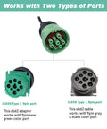 Diagram showing Type 2 green and Type 1 gray 9-pin J1939 connectors for 9 Pin To 16 Pin OBD2 Adapter Cable For Heavy Duty Trucks