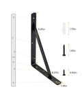 Beefy 12 Inch by 8 Inch Heavy Duty Shelf Brackets 600 Lb Per Pair Black Metal L Brackets for Wall Mounted Floating Shelves Includes Screws 10 Pack for Easy Installation with dimensions and screws shown