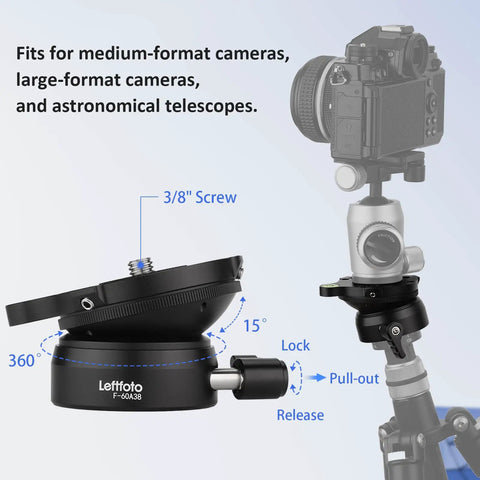 Precision Tripod Leveling Base Plate Half Ball Leveler With 360 Degree Rotation And 15 Degree Tilt For DSLR Camcorders And Monopods