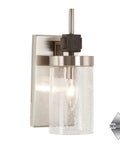 Bridlewood Vanity Bath Light 1 Light Fixture Stone Grey With Brushed Nickel Finish damp location rated wall sconce