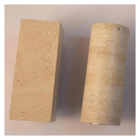 Natural Limestone LED Sconce Wall Lamp, rounded and rectangular shapes, showcasing natural stone design for home decor.