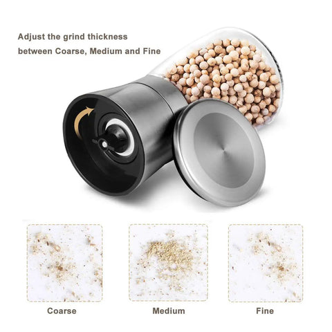 Manual Salt And Pepper Grinder For Pro Chefs With Adjustable Coarseness Ceramic Blades Stainless Cap Refillable Glass Body 6 Oz Keeps Spices Fresh And Flavorful For Everyday Home Cooking