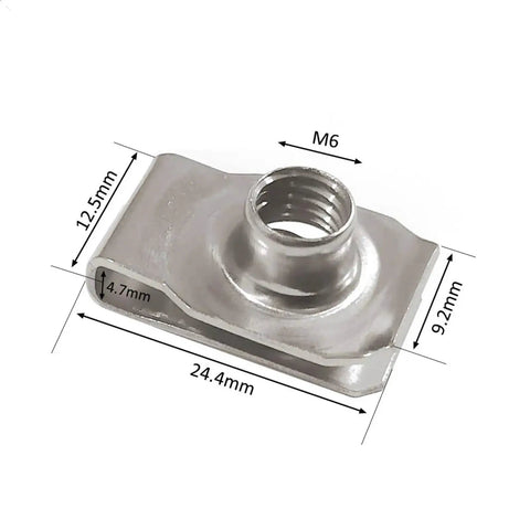 10 Pieces Stainless Steel U Type Clips With Bolts M4 M5 M6 M8 M10 Assorted Thread Sizes Automotive Retaining Fastener Kit For Trim Bumper Undertray And Panel, M6 clip