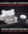 Drive Belt Tensioner Kit For Ford Edge Explorer Flex MKS MKT MKX MKZ 2010 2019 3 5L V6, aluminum tensioner and EPDM belt