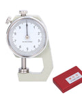 Round Dial Thickness Gauge 0 To 10mm With 0.01mm Resolution, Portable Spring Loaded Tester For Paper Leather Sheet Metal And Pipes shown with red case