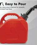 Portable 1.5 Gallon Gas Can With Transfer Hose And Nozzle For Gas And Diesel Anti Spill Design Easy Pour Spout