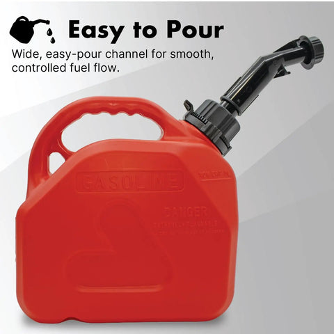 Portable 1.5 Gallon Gas Can With Transfer Hose And Nozzle For Gas And Diesel Anti Spill Design Easy Pour Spout
