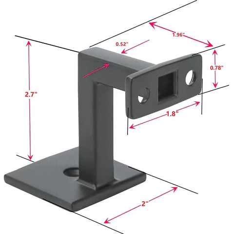 3-3/8 Inch High Swivel Handrail Brackets For Staircase Built Tough Black Railing Mounts With Screws, fixed textured black finish