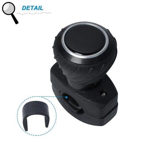 Close-up of Universal Go-To Steering Wheel Spinner Knob For Kubota Tractors Black Polyurethane 1.25 Inch Shaft Detail