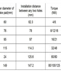 Specification table for Mechanivis servo motor brake BFK457-10; models 6–16, pad sizes, hole spacing, torque and power.