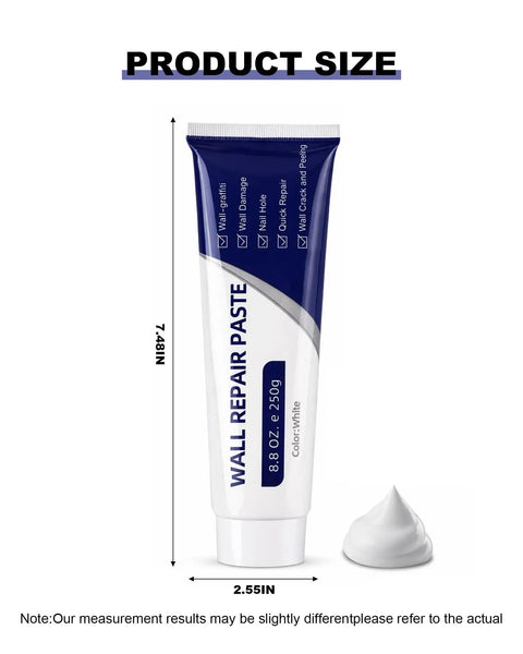 Upgraded Drywall Repair Kit With Scraper For Quick Drying Wall Mending Paste That Fills Holes Cracks And Dents, tube size shown