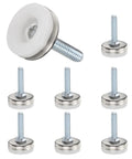 Eight Pack Adjustable Furniture Levelers With Quarter Inch Twenty Thread For Tables And Chairs No Fuss 38.5mm Total Length