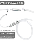 One Way Brake Bleeder Hose Kit With Built In Bleeder Valve, Easy No Mess Car And Motorcycle Brake Bleeding Tool Set, Hydraulic System Bleed For Clutch, Soft Tubing With Metal Clips, 2 Pack shown, highlighting check valve design and tubing with metal clips.