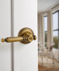 Antique Brass Door Lever Privacy Handle, 1 Pack Zinc Alloy, Fits Most Doors, Built To Last Interior Privacy Thumb Turn Lock For Bedroom And Bathroom