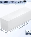 UHMW Solid Plastic Block, White Polyethylene, 7.9 x 2.4 x 2.4 Inches, side view with measurements, for flooring installations