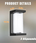 Rugged 18W Die Cast Aluminum Outdoor Wall Light IP65 Waterproof 6000K details with measurements and weight