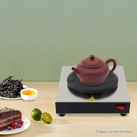 Straight Up Coffee Pot Warmer Hot Plate Keeping Daily Brews And Teas Properly Toasty With Reliable Eighty Watt Steady Heat For Kitchen Counters Or Office Desks, with a teapot.
