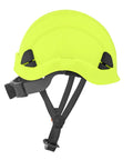 Climbing Style Hard Hat With Chin Strap And Cup Non Vented Construction Helmet ANSI Z89 1 OSHA Compliant in yellow, side view