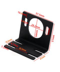 Black metal mounting bracket with red measurements for 12V High Speed Permanent Magnet DC Motor 3500RPM Reversible CW CCW installation.
