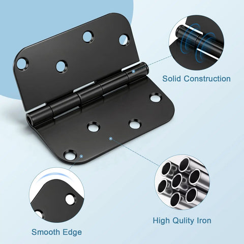 4x4 Matte Black Exterior Door Hinges for Exterior Doors Heavy Duty Metal Hardware with Rust Resistant Finish Easy No Fuss Quick Install 12 Pack Set Included, solid construction