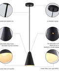 Three Pack Black Pendant Lights For Kitchen Island And Bar Counter, Modern Industrial Cone Shade Chandeliers, Matte Black, Adjustable Wire