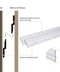 Built Like A Tank Aluminum French Cleat Picture Hanger 18 Inch Set showing wall mounting and bracket installation instructions.