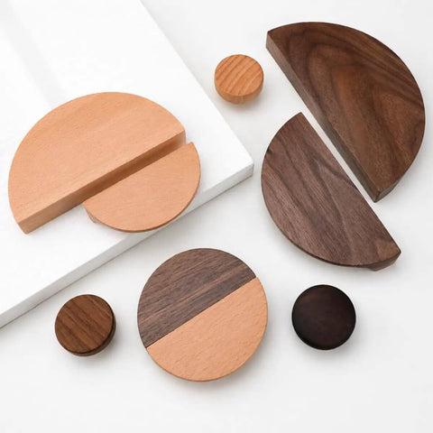 Two Pack Solid Wood Half Moon Drawer Pulls For Dresser Wardrobe And Closet Cabinets Natural Wood Knobs For Furniture