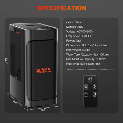 3 In 1 Plant Humidifier With Humidity Meter And 12 Hour Timer, 4L Ultrasonic Cool Mist Humidifier product specifications