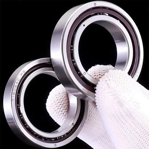 Top Shelf Angular Contact Ball Bearing 7205AC 25x52x15mm P5 Rated DB Pair For Machine Tool Spindles close-up in hands.