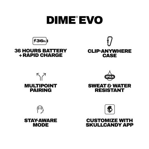 Image showing features of Dime Evo Wireless Earbuds Bluetooth Headphones With Noise Isolating Fit Up To 36 Hours Battery Life 8 Hours
