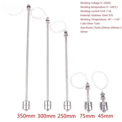Stainless Steel Float Switch Liquid Level Sensor For Water Tank And Pool, 45 To 400mm Range, Double Ball Design, CE certified