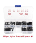 180 Piece M2 Nylon Standoff Kit Male To Female Spacers 6 To 20mm Dark Nylon Standoff Spacer Set All In One Ready To Use For DIY Electronics And Robotics, open organizer case