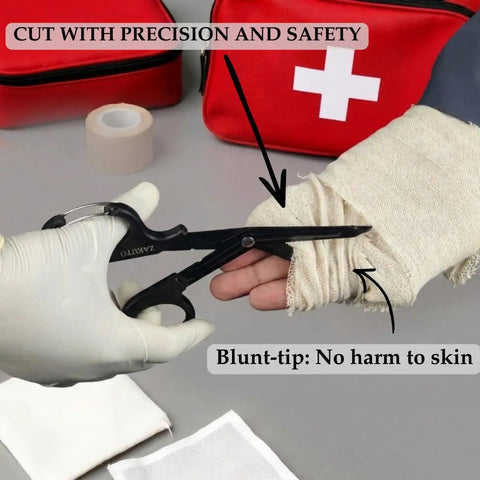 Two Pack 8 Inch Trauma Shears With Carabiner Clip For EMS Crews, Nurses, And First Responders, Heavy Duty EMT Medical Scissors For Ambulance Or Hospital Use, Durable Medical Shears You Can Carry On The Go, blunt-tip cutting bandage