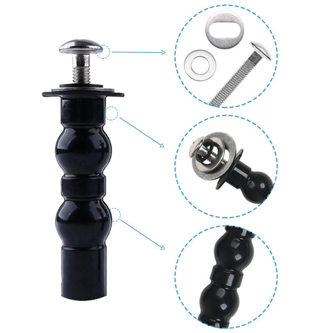 Universal Toilet Seat Hinges With Expanding Rubber Top Nuts And Stainless Steel Gaskets For Blind Hole Mounting quick swap durable black hinge bolts