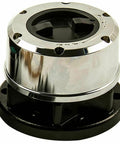 Front Manual Wheel Locking Hub Aluminum Alloy Dial For Nissan D21 Frontier Pathfinder Titan Xterra 28 Splines Beefed Up Heavy Duty Locking Hub Assembly 29091 Replacement Kit shown from a side angle.