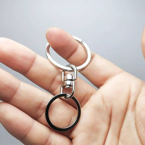 360 Degree Swivel Key Ring Connectors Set With Double Opening Clasps Zinc Alloy Spinner Clips For Lanyards Backpacks Jewelry Diy Keychain Making Accessories No Tangle Design, 0.78 in silver ring