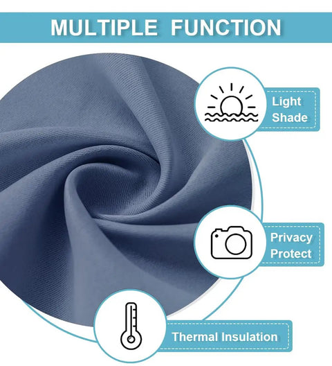 Room Darkening French Door Curtain Panel For Privacy And Heat Control, Stone Blue 26x80 Inches, fabric close-up with features