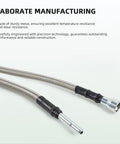 Upgraded stainless steel braided fuel line for Chevy Cobalt HHR Pontiac G5 Saturn Ion, replaces QFF0015SS, shown on white background