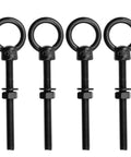 Heavy Duty Stainless Steel M6 Eyebolts With Lifting Ring Threaded With Washers And Nuts Black Finish 4 Piece Set For Indoor Outdoor Use Corrosion Resistant And High Strength
