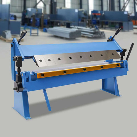 24 Inch Pan And Box Brake Sheet Metal Hand Tool With Removable Fingers For Precise Bends, industrial blue metalworking gear in workshop
