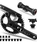 Fat Bike Crankset Hollow Integrated 170mm Arm With 32T 34T 36T 38T 40T 42T Single Chainring 104 BCD Aluminum Alloy For Snow And Beach Bikes Includes Bottom Bracket And 176mm 192mm Shaft Lengths displayed with parts